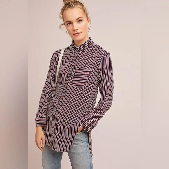 MAEVE‎ by ANTHROPOLOGIE NWOT Adelaide Poplin Shirt - Picture 1 of 9